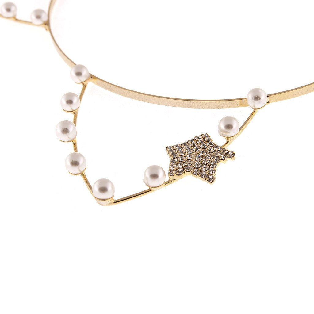 artificial pearl cat ear headband with rhinestone star gold 2