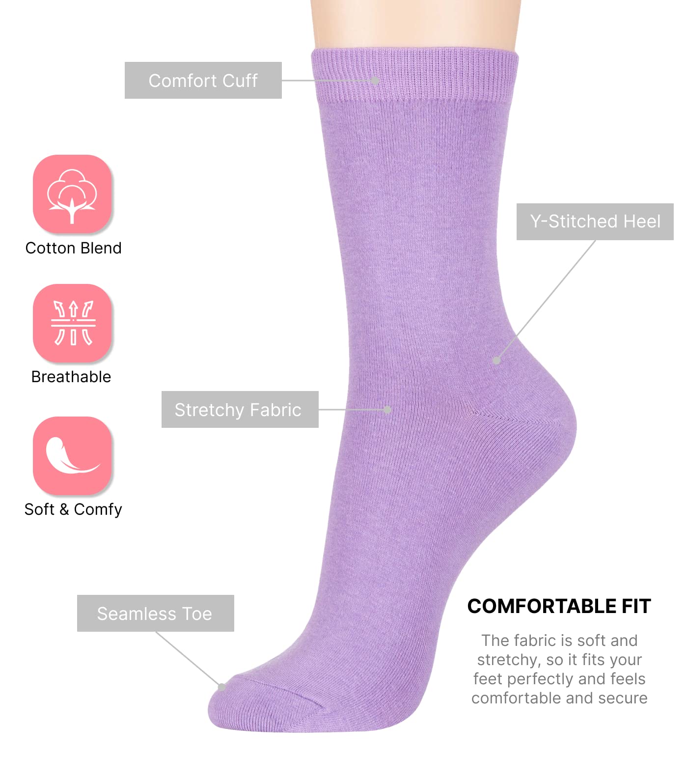 Women's Basic Socks_Pastel Lavender