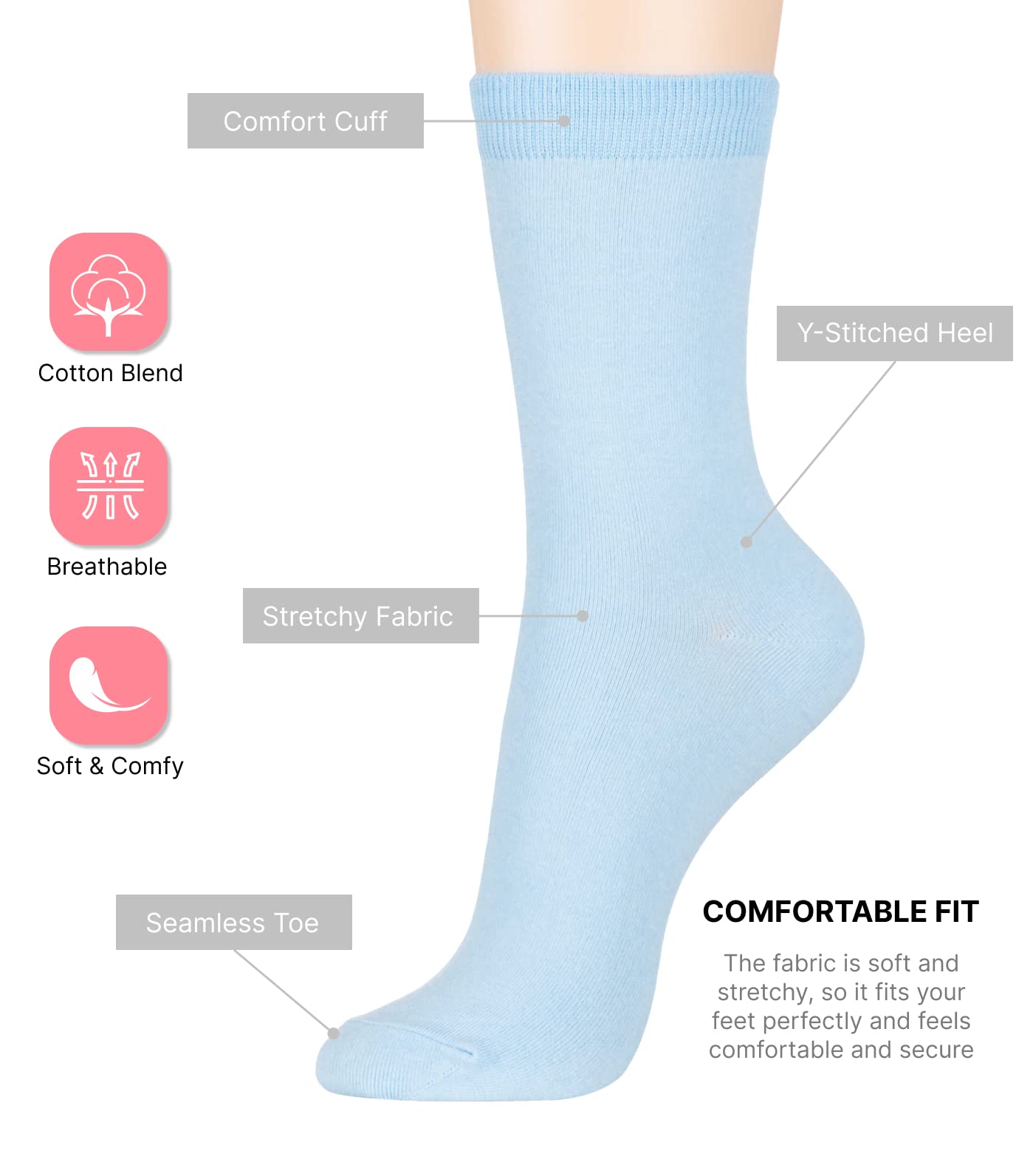 Women's Basic Socks_Pastel Sky Blue
