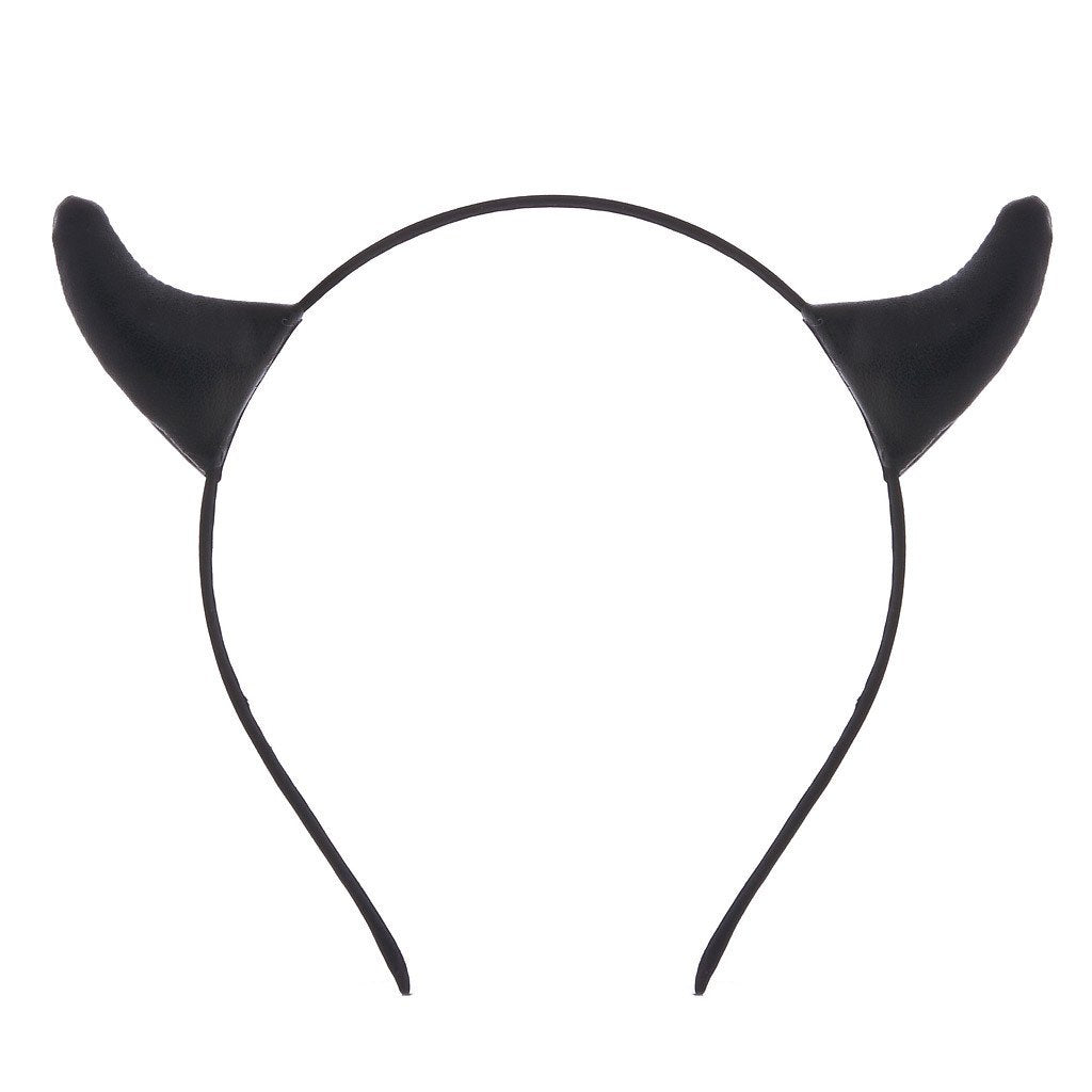 leather devil horn headband black