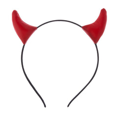 leather devil horn headband red
