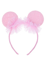 spangle round mouse ear headband light pink